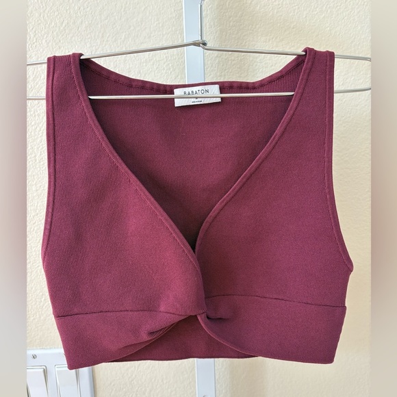 Babaton Sculpt Knit Twist Tank in Maroon - Size M - Picture 3 of 5